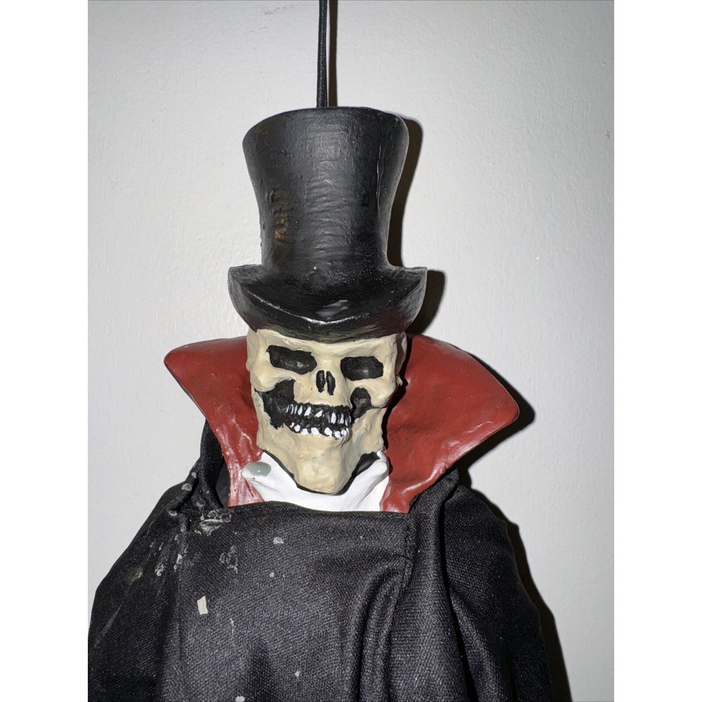 Vtg Paper Magic Skeleton Phantom Top Hat Hanging Bungee Cord Goth Creepy 15" - Picture 3 of 10